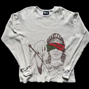 Barriers Worldwide - Graphic Long Sleeve Thermal T-Shirt Beige M